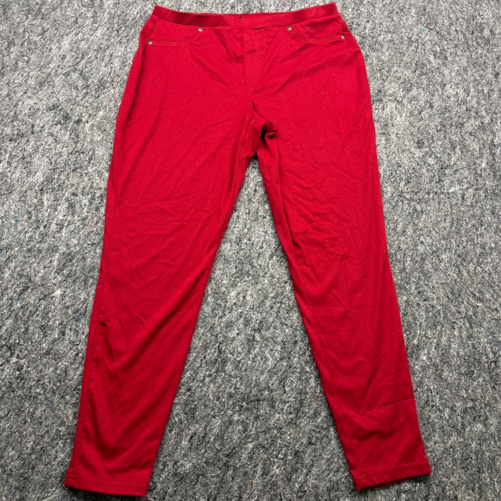 Style & Co Womens Red Pull On Leggings Stretch Knit Slim Pants Size L